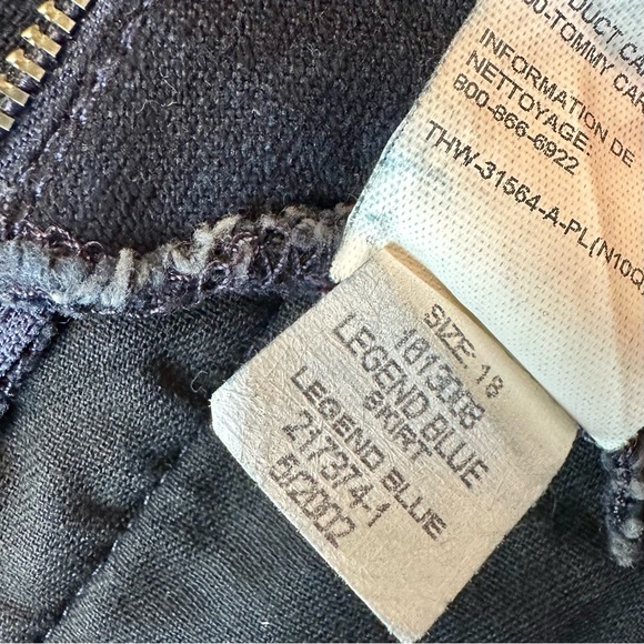 Tommy Hilfiger Women Sz 18 Dark Wash Denim Blue Jean Knee Length Side Zip Skirt - Picture 7 of 11